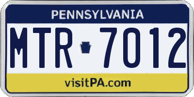PA license plate MTR7012
