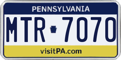 PA license plate MTR7070