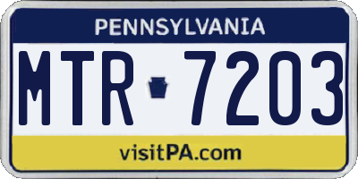 PA license plate MTR7203