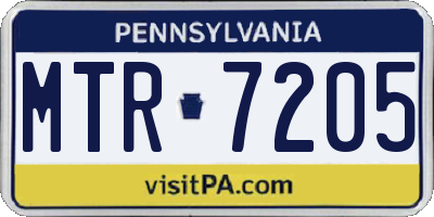 PA license plate MTR7205