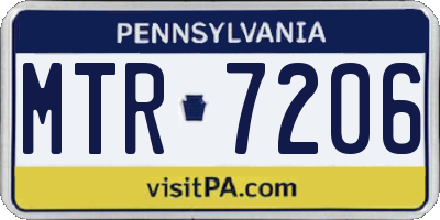 PA license plate MTR7206