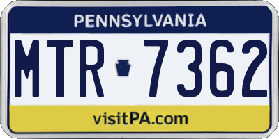 PA license plate MTR7362