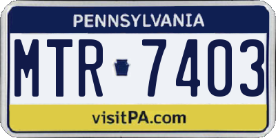PA license plate MTR7403