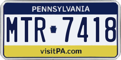 PA license plate MTR7418