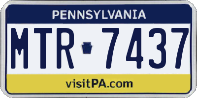 PA license plate MTR7437