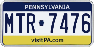 PA license plate MTR7476