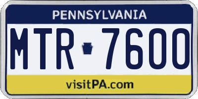 PA license plate MTR7600