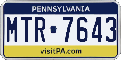 PA license plate MTR7643