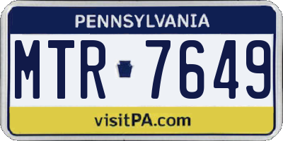 PA license plate MTR7649