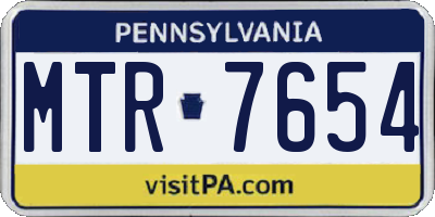PA license plate MTR7654