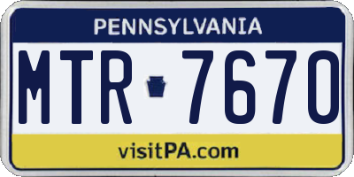 PA license plate MTR7670