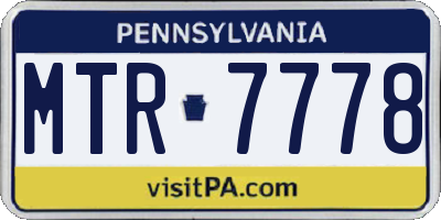 PA license plate MTR7778