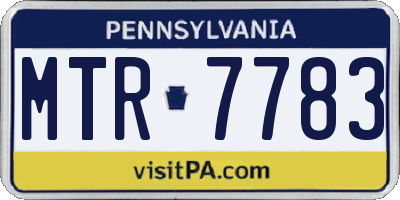 PA license plate MTR7783