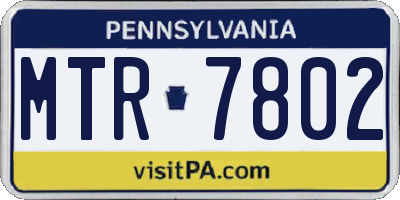PA license plate MTR7802
