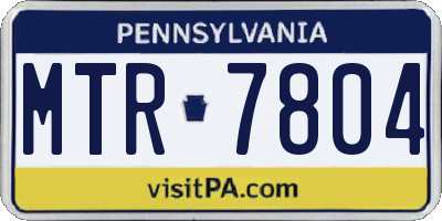 PA license plate MTR7804