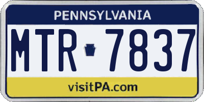 PA license plate MTR7837