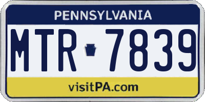 PA license plate MTR7839