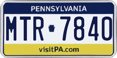 PA license plate MTR7840