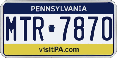 PA license plate MTR7870
