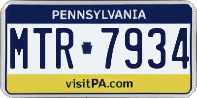 PA license plate MTR7934