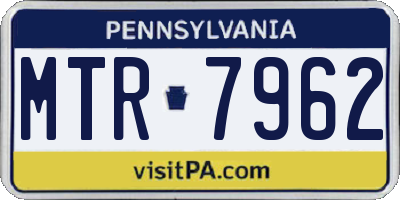 PA license plate MTR7962