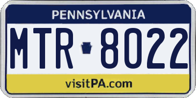 PA license plate MTR8022