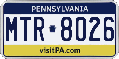 PA license plate MTR8026