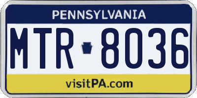 PA license plate MTR8036