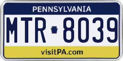 PA license plate MTR8039