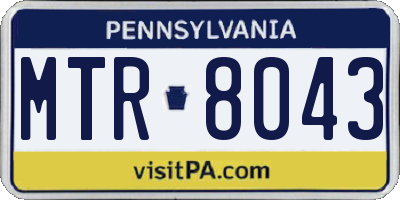 PA license plate MTR8043