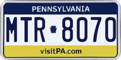 PA license plate MTR8070