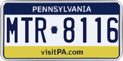 PA license plate MTR8116