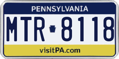 PA license plate MTR8118