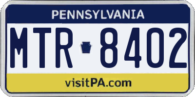 PA license plate MTR8402