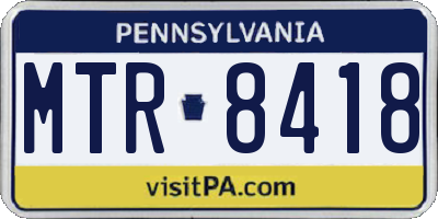 PA license plate MTR8418