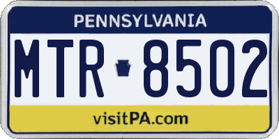 PA license plate MTR8502