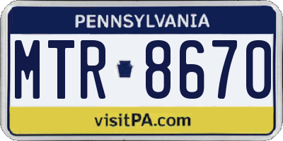 PA license plate MTR8670