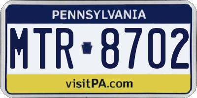 PA license plate MTR8702