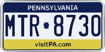 PA license plate MTR8730