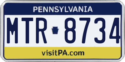 PA license plate MTR8734