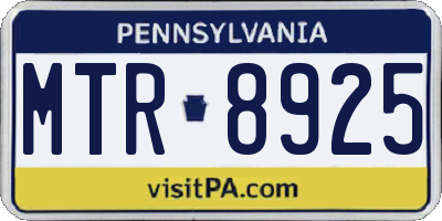 PA license plate MTR8925