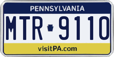 PA license plate MTR9110