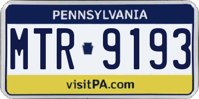 PA license plate MTR9193