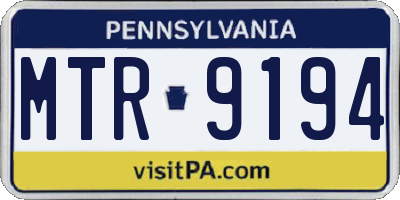PA license plate MTR9194