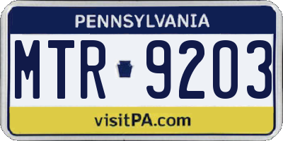 PA license plate MTR9203