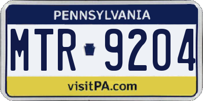 PA license plate MTR9204