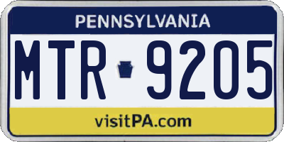 PA license plate MTR9205