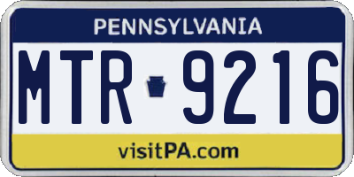PA license plate MTR9216