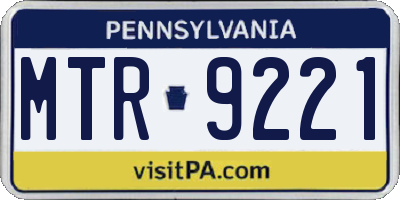 PA license plate MTR9221