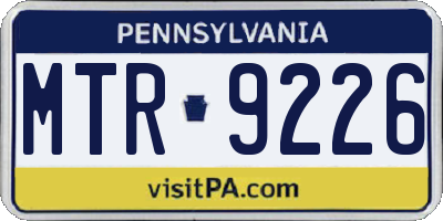 PA license plate MTR9226